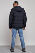 Купить Куртка спортивная болоньевая мужская зимняя с капюшоном темно-синего цвета 3111TS, фото 4