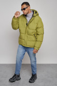Купить Куртка спортивная болоньевая мужская зимняя с капюшоном зеленого цвета 3111Z, фото 10