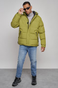 Купить Куртка спортивная болоньевая мужская зимняя с капюшоном зеленого цвета 3111Z, фото 12