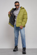 Купить Куртка спортивная болоньевая мужская зимняя с капюшоном зеленого цвета 3111Z, фото 14