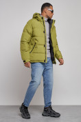 Купить Куртка спортивная болоньевая мужская зимняя с капюшоном зеленого цвета 3111Z, фото 3