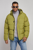 Купить Куртка спортивная болоньевая мужская зимняя с капюшоном зеленого цвета 3111Z, фото 7