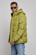 Купить Куртка спортивная болоньевая мужская зимняя с капюшоном зеленого цвета 3111Z, фото 9