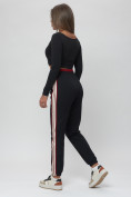 Купить Джоггеры спортивные трикотажные женские черного цвета 311Ch, фото 3