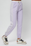 Купить Джоггеры спортивные трикотажные женские фиолетового цвета 311F, фото 13