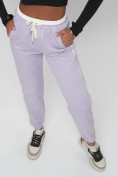 Купить Джоггеры спортивные трикотажные женские фиолетового цвета 311F, фото 16