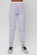 Купить Джоггеры спортивные трикотажные женские фиолетового цвета 311F, фото 8