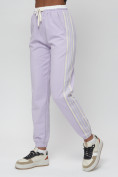 Купить Джоггеры спортивные трикотажные женские фиолетового цвета 311F, фото 9