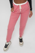 Купить Джоггеры спортивные трикотажные женские розового цвета 311R, фото 17