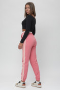 Купить Джоггеры спортивные трикотажные женские розового цвета 311R, фото 4