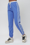 Купить Джоггеры спортивные трикотажные женские синего цвета 311S, фото 7