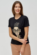 Купить Женские футболки с принтом черного цвета 3130Ch, фото 4