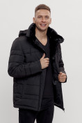 Купить Куртка классическая с мехом мужская черного цвета 3166Ch, фото 3