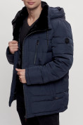 Купить Куртка классическая с мехом мужская темно-синего цвета 3166TS, фото 13