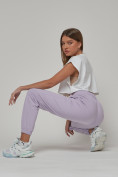 Купить Джоггеры спортивные женские большого размера фиолетового цвета 316F, фото 7