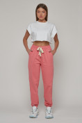 Купить Джоггеры спортивные женские большого размера розового цвета 316R