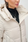 Купить Куртка зимняя женская с капюшоном модная бежевого цвета 3193B, фото 12
