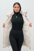 Купить Куртка зимняя женская с капюшоном модная бежевого цвета 3193B, фото 15