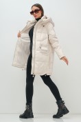 Купить Куртка зимняя женская с капюшоном модная бежевого цвета 3193B, фото 18