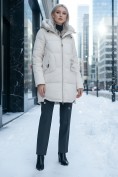 Купить Куртка зимняя женская с капюшоном модная бежевого цвета 3193B, фото 4