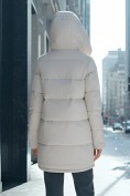 Купить Куртка зимняя женская с капюшоном модная бежевого цвета 3193B, фото 3