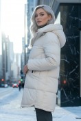 Купить Куртка зимняя женская с капюшоном модная бежевого цвета 3193B, фото 2