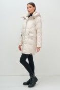 Купить Куртка зимняя женская с капюшоном модная бежевого цвета 3193B, фото 9