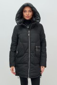 Купить Куртка зимняя женская с капюшоном модная черного цвета 3193Ch, фото 9
