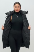 Купить Куртка зимняя женская с капюшоном модная черного цвета 3193Ch, фото 18