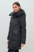 Купить Куртка зимняя женская с капюшоном модная черного цвета 3193Ch, фото 12