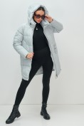 Купить Куртка зимняя женская с капюшоном модная голубого цвета 3193Gl, фото 21