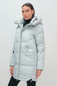 Купить Куртка зимняя женская с капюшоном модная голубого цвета 3193Gl, фото 11