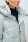 Купить Куртка зимняя женская с капюшоном модная голубого цвета 3193Gl, фото 14