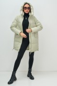 Купить Куртка зимняя женская с капюшоном модная салатового цвета 3193Sl, фото 20