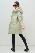 Купить Куртка зимняя женская с капюшоном модная салатового цвета 3193Sl, фото 21