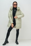 Купить Куртка зимняя женская с капюшоном модная салатового цвета 3193Sl, фото 22