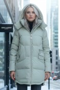 Купить Куртка зимняя женская с капюшоном модная салатового цвета 3193Sl