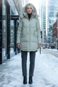 Купить Куртка зимняя женская с капюшоном модная салатового цвета 3193Sl, фото 4
