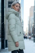 Купить Куртка зимняя женская с капюшоном модная салатового цвета 3193Sl, фото 3