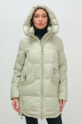 Купить Куртка зимняя женская с капюшоном модная салатового цвета 3193Sl, фото 9