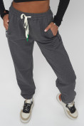 Купить Джоггеры спортивные трикотажные женские большого размера серого цвета 320Sr, фото 14