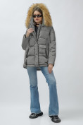 Купить Куртка женская зимняя с мехом енот премиум класса серого цвета 3215Sr, фото 12