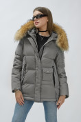 Купить Куртка женская зимняя с мехом енот премиум класса серого цвета 3215Sr, фото 6