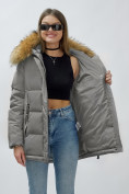 Купить Куртка женская зимняя с мехом енот премиум класса серого цвета 3215Sr, фото 8