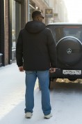Купить Куртка спортивная мужская зимняя с капюшоном черного цвета 3222Ch, фото 5