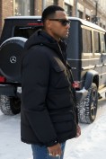 Купить Куртка спортивная мужская зимняя с капюшоном черного цвета 3222Ch, фото 2