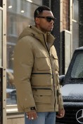 Купить Куртка спортивная мужская зимняя с капюшоном горчичного цвета 3222G, фото 3