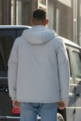 Купить Куртка спортивная мужская зимняя с капюшоном светло-серого цвета 3222SS, фото 3