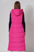 Купить Жилет женский утепленный с капюшоном розового цвета 3305R, фото 11