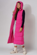 Купить Жилет женский утепленный с капюшоном розового цвета 3305R, фото 13